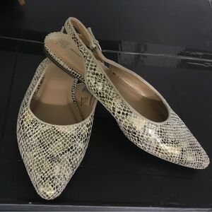 Time & True Gold Snakeskin Pattern Slingback Flats